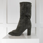 Lola Cruz Green Suede Calf Length Boots