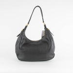 Prada Black Pebble Leather Shoulder Bag Gold Hardware