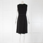 Max Mara Studio Black Sleeveless Crepe Wool Chiffon Bib Belted Dress