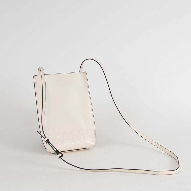 Ganni Small Banner Cream Crossbody Bag