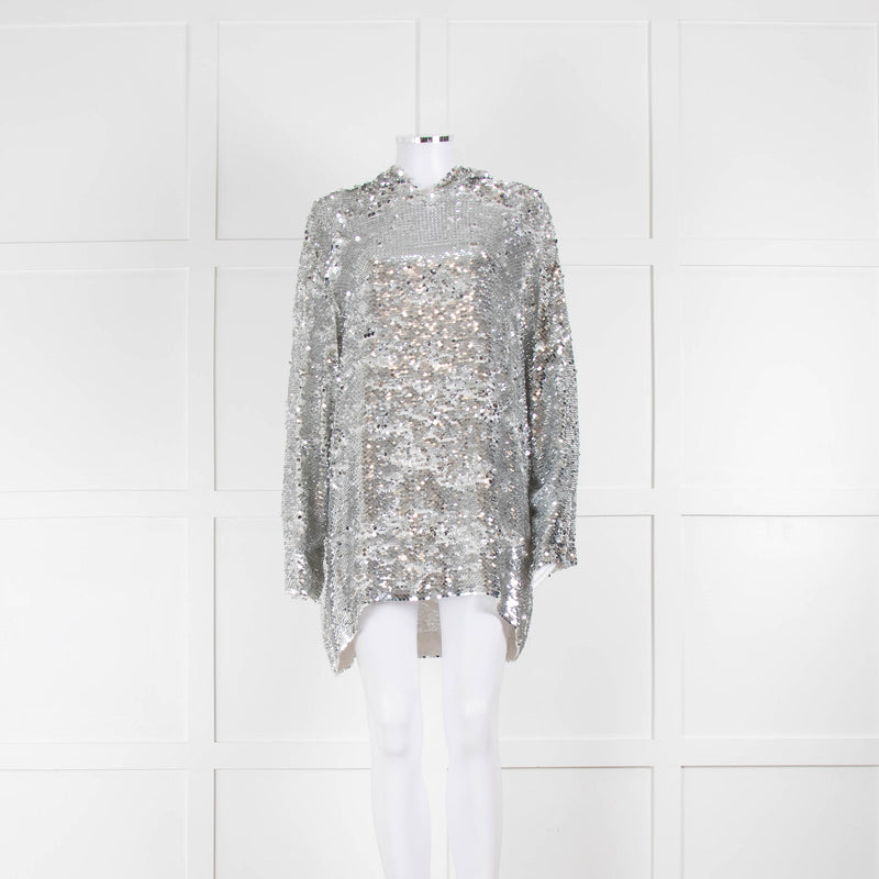 MSGM  Silver Sequin Hoody