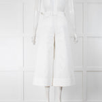 No 21 White Crop Wide Leg Trousers With Turn Up