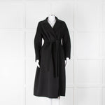 S Max Mara Black Wool Wrap Coat