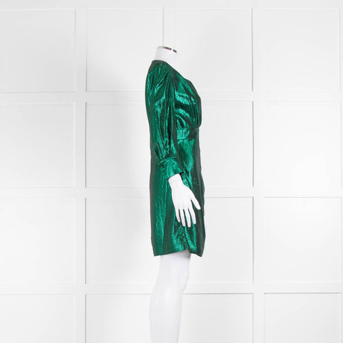 Maje Green Sparkly Long Sleeve Frill Skirt Dress