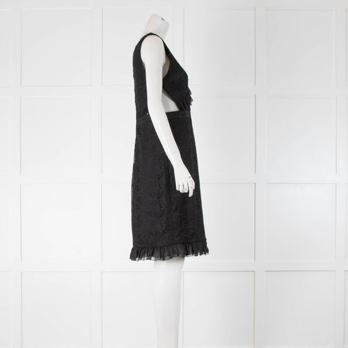 Three Floor Black Lace Mesh Side Panel