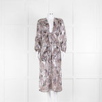 IRO Grey Silver Pink Paisley Dress With Plunge Neck