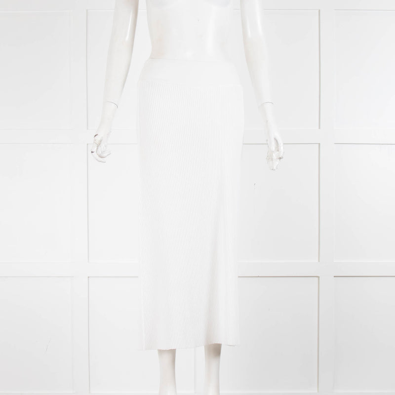 NU Pleats White Plisse Midi Skirt