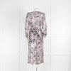 IRO Grey Silver Pink Paisley Dress With Plunge Neck