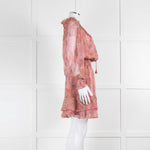 Misa Pink Peach Paisley Ruffle Hem Smocked Waist Mini Dress