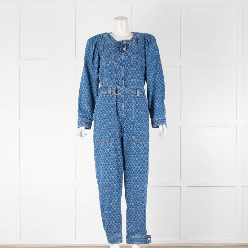 Claudie Pierlot Printed Denim Jumpsuit