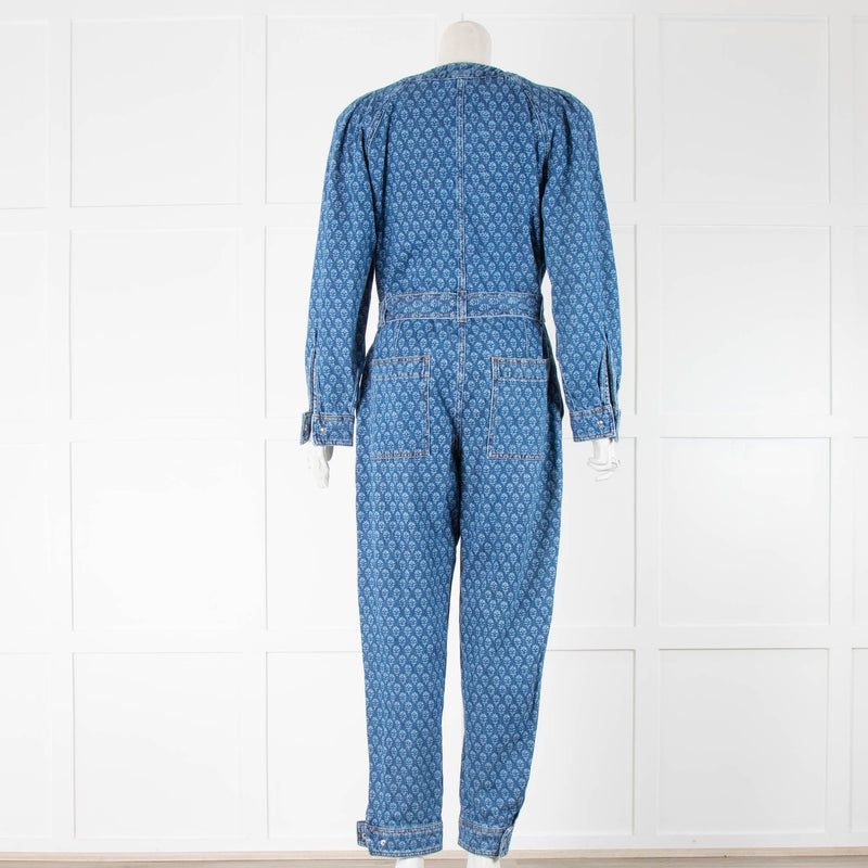 Claudie Pierlot Printed Denim Jumpsuit