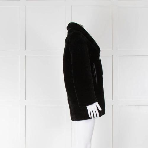 Sandro Black Shorn Shearling Coat