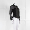 Anne Fontaine Black Mesh Sleeve Silver Chain Front Shirt