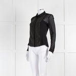 Anne Fontaine Black Mesh Sleeve Silver Chain Front Shirt