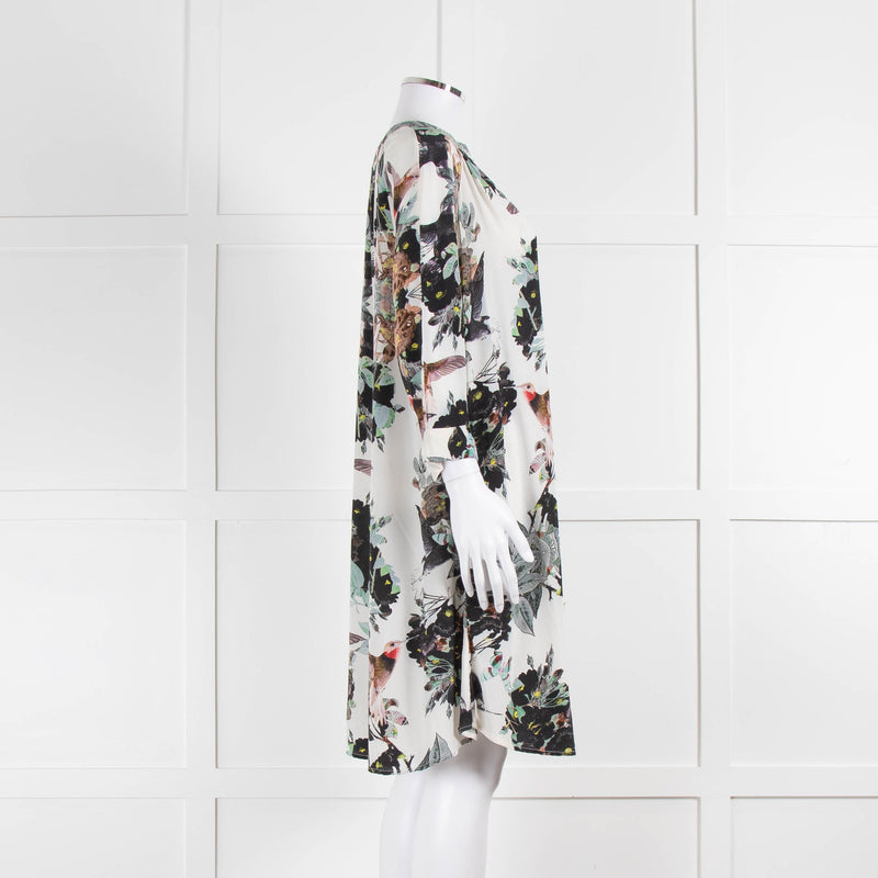 Pyrus Cream Green Floral Silk Shirt Dress