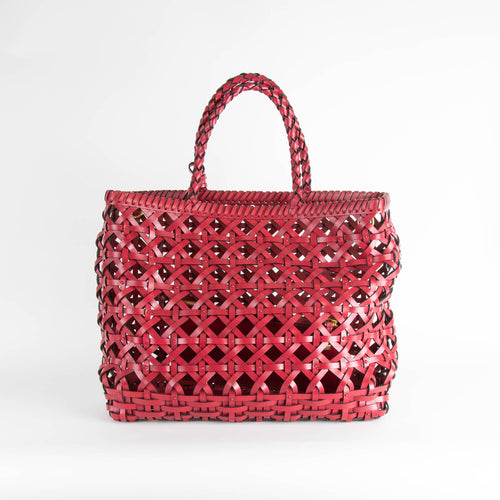 Christian Dior Diorcabas Handwoven Red Leather Bag