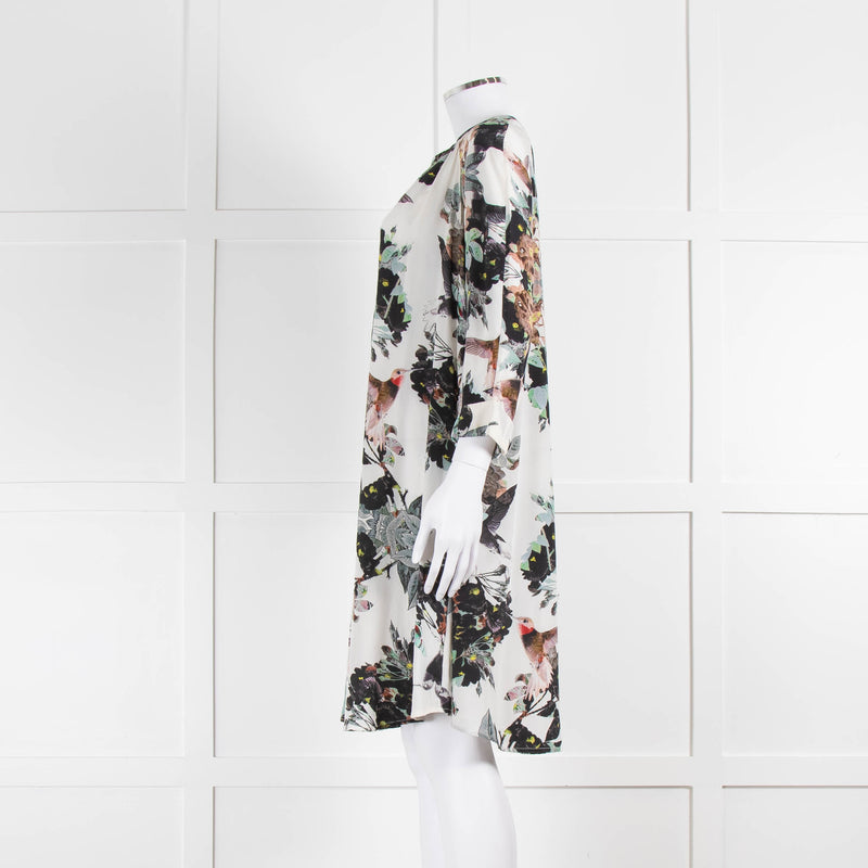 Pyrus Cream Green Floral Silk Shirt Dress