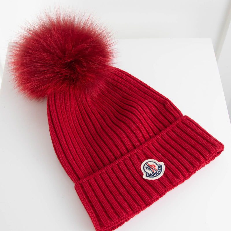 Moncler Red Fur Bobble Hat Phoenix Style