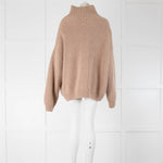 Anine Bing Sydney Ribbed Turtleneck Beige Jumper