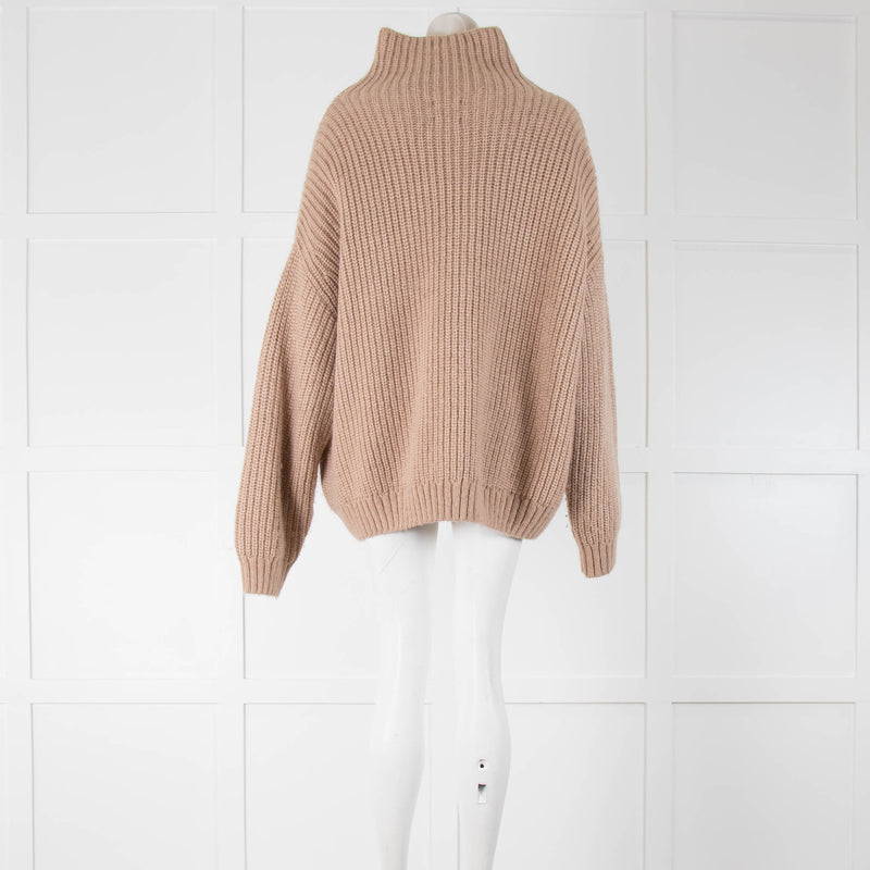 Anine Bing Sydney Ribbed Turtleneck Beige Jumper