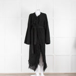 DAY Birger et Mikkelson Black Wool Fringed Long Cardigan