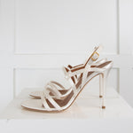 Malone Souliers Cream Satin Strappy Heeled Sandals