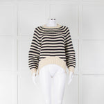 Alexander McQueen Cream and Navy Stripe Zip Detail Jumper