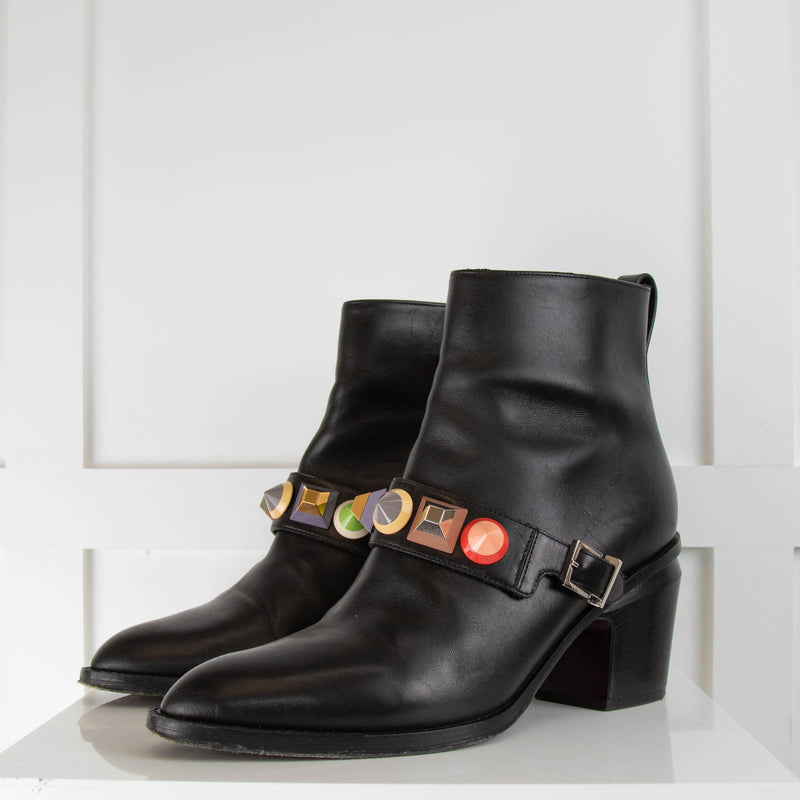 Fendi Studded Black  Ankle Moto Boot