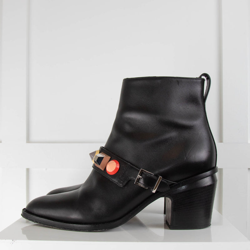 Fendi Studded Black  Ankle Moto Boot