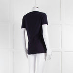 Burberry Navy Blue Cotton Bronze Button T Shirt