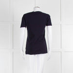 Burberry Navy Blue Cotton Bronze Button T Shirt