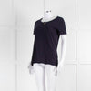 Burberry Navy Blue Cotton Bronze Button T Shirt