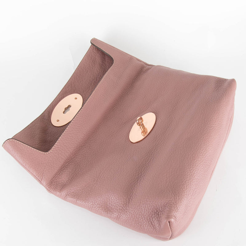 Mulberry Blush Pink Clemmie Fold Over Clutch with Rose Gold Hardware