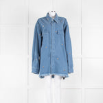 Marques Almeida Studded Blue Denim Shacket with Raw Hem