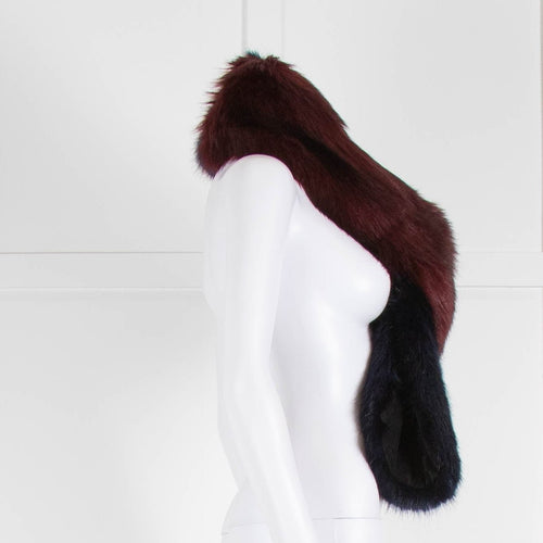 Helen Moore Navy And Burgundy Faux Fur Collar