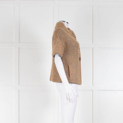 Piazza Sempione Camel And Grey Boucle Short Sleeve Jacket