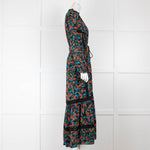 ME+EM Black Orange Floral Long Sleeve Maxi Dress