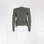 Isabel Marant Etoile Green White Tweedy Wool Blend Jacket