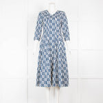 S Max Mara Blue and White Abstract Pattern Dress