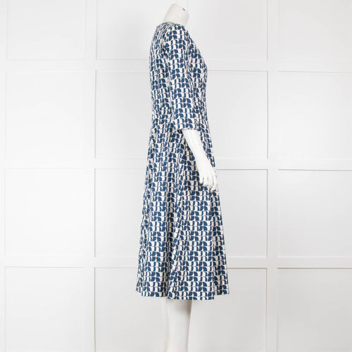 S Max Mara Blue and White Abstract Pattern Dress