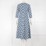 S Max Mara Blue and White Abstract Pattern Dress