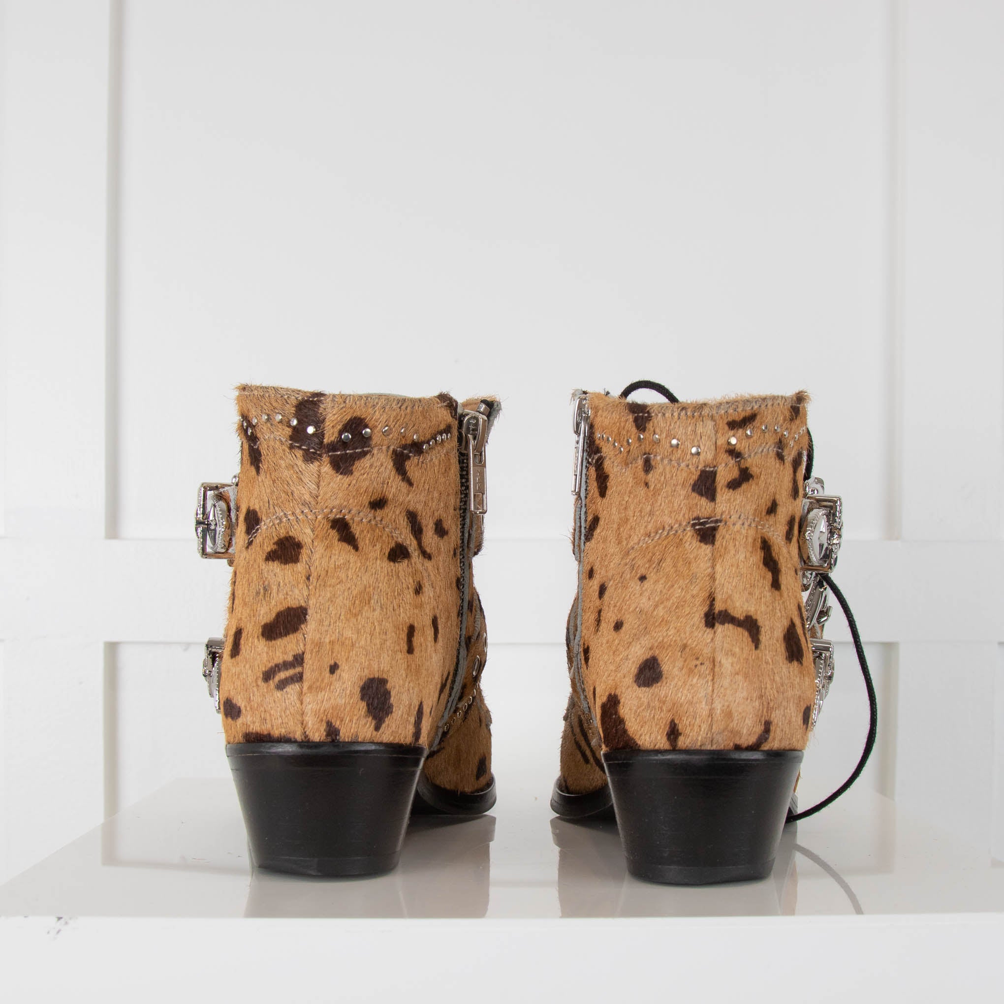 Leopard buckle outlet boots