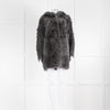 DROMe Grey Shaggy Fur Coat With Hood