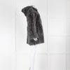 DROMe Grey Shaggy Fur Coat With Hood