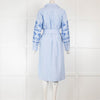 Weekend Max Mara Blue Stripe Embroidered Long Sleeve Shirt Dress