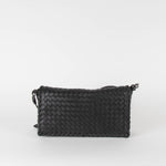 Bottega Veneta Black Intrecciato Fold Over Crossbody Envelope Bag