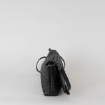 Bottega Veneta Black Intrecciato Fold Over Crossbody Envelope Bag