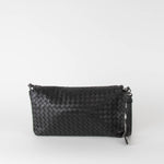 Bottega Veneta Black Intrecciato Fold Over Crossbody Envelope Bag