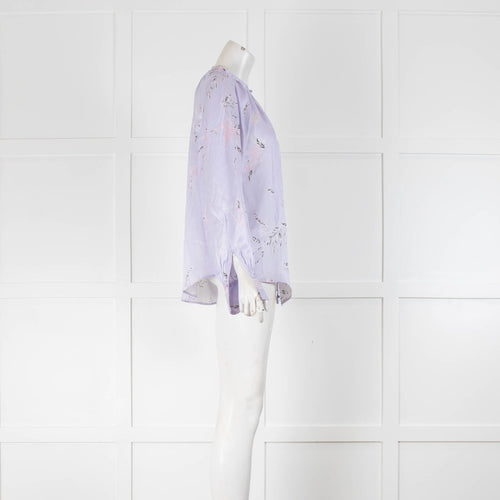 Equipment Lilac White Floral Silk Long Sleeve Blouse
