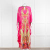 Camilla Pink Orange Green Paisley Print Beaded Silk Kaftan Dress